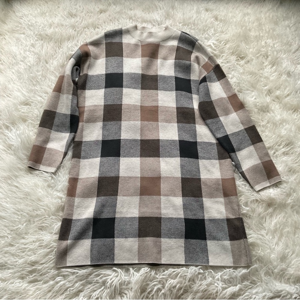 Loft Checkered Plaid Mock Neck Sweater Dress - Picture 7 of 7